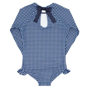 minnow One Pieces<Girls Rashguard One Piece | Swim Navy Gingham