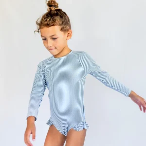 minnow Rashguards<Girls Rashguard One Piece | Swim Navy Stripe
