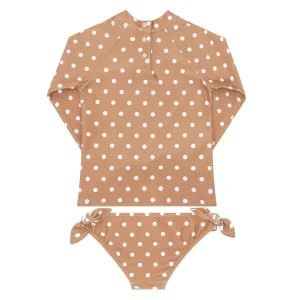 minnow Rashguards<Girls Rashguard Set Mocha Dot