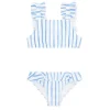 minnow Bikinis<Girls Ruffle Bikini Bahamian Blue Stripe