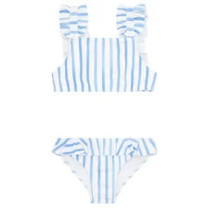 minnow Bikinis<Girls Ruffle Bikini Bahamian Blue Stripe
