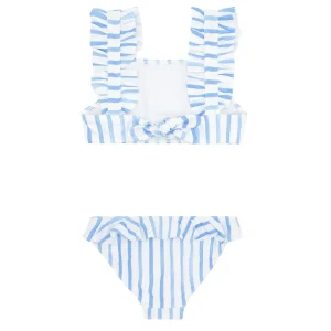 minnow Bikinis<Girls Ruffle Bikini Bahamian Blue Stripe