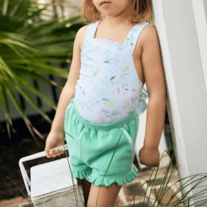 minnow Terry<Girls Ruffle French Terry Shorts Abaco Green