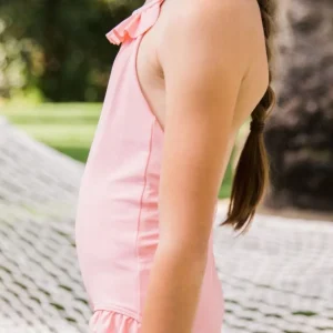 minnow One Pieces<Girls Ruffle Halter One Piece Sorbet Pink