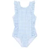 minnow One Pieces<Girls Ruffle One Piece Oasis Blue Gingham