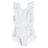 minnow One Pieces<Girls Ruffle One Piece Powder Blue Stripe