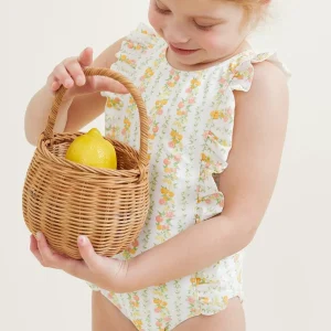 minnow One Pieces<Girls Ruffle One Piece Linear Citrus