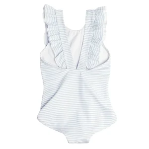 minnow One Pieces<Girls Ruffle One Piece Powder Blue Stripe