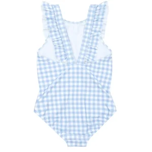 minnow One Pieces<Girls Ruffle One Piece Oasis Blue Gingham