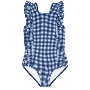 minnow One Pieces<Girls Ruffle One Piece | Swim Navy Gingham