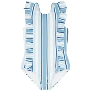 minnow Rashguards<Girls Ruffle One Piece | Swim Freshwater Stripe