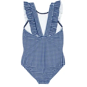 minnow Rashguards<Girls Ruffle One Piece | Swim Navy Gingham