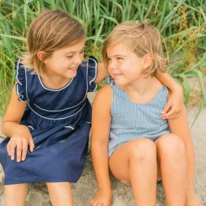 minnow Dresses<Girls Ruffle Sleeve Dress Navy