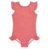 minnow One Pieces<Girls Ruffle Sleeve Rashguard One Piece New England Red
