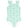 minnow One Pieces<Girls Ruffle Strap One Piece Abaco Green Paisley