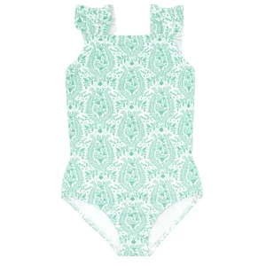 minnow One Pieces<Girls Ruffle Strap One Piece Abaco Green Paisley