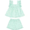 minnow Sets<Girls Ruffle Top And Short Set Abaco Green Paisley