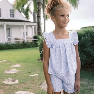minnow Sets<Girls Ruffle Top And Short Set Briland Blue Botanic