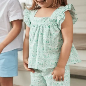 minnow Sets<Girls Ruffle Top And Short Set Abaco Green Paisley