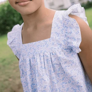 minnow Sets<Girls Ruffle Top And Short Set Briland Blue Botanic
