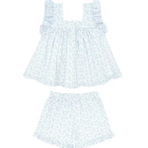 minnow Sets<Girls Ruffle Top And Short Set Briland Blue Botanic