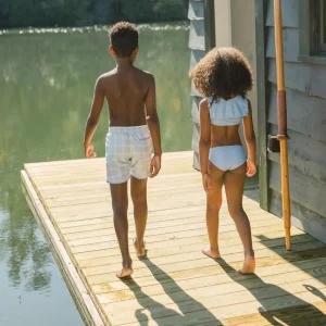 minnow Bikinis<Girls Sailor Bikini Mulberry Blue Dot