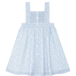 minnow Dresses<Girls Smocked Bib Dress Slate Floral