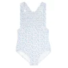 minnow One Pieces<Girls Smocked Crossover One Piece Briland Blue Botanic