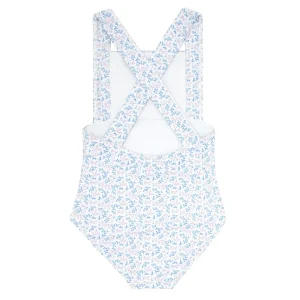 minnow One Pieces<Girls Smocked Crossover One Piece Briland Blue Botanic