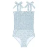 minnow One Pieces<Girls Smocked One Piece Slate Floral