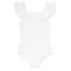 minnow One Pieces<Girls Square Neck Double Ruffle One Piece White Eyelet
