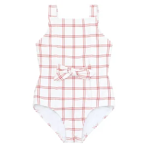 minnow One Pieces<Girls Tie Front One Piece Windowpane