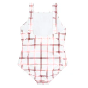 minnow One Pieces<Girls Tie Front One Piece Windowpane