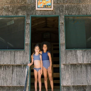 minnow Bikinis<Girls Tie Knot Bikini | Swim Navy Gingham