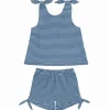 minnow Sets<Girls Tie Knot Bloomer Set | Swim Navy Gingham