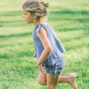 minnow Sets<Girls Tie Knot Bloomer Set | Swim Navy Gingham
