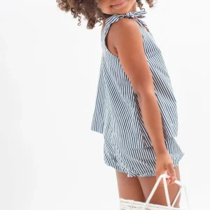 minnow Sets<Girls Tie Knot Bloomer Set Navy Stripe