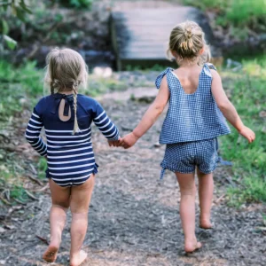 minnow Sets<Girls Tie Knot Bloomer Set | Swim Navy Gingham