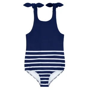 minnow Rashguards<Girls Tie Knot One Piece | Swim Navy Breton Stripe