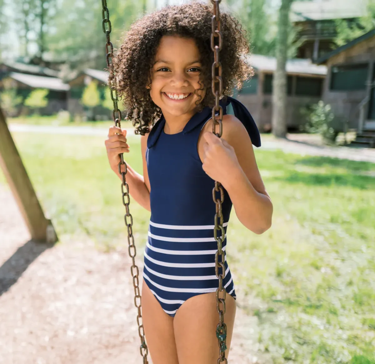 girls_tie_knot_one_piece__1-3.webp minnow Rashguards<Girls Tie Knot One Piece | Swim Navy Breton Stripe
