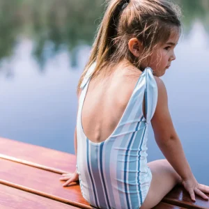 minnow Rashguards<Girls Tie Knot One Piece | Swim Freshwater Stripe