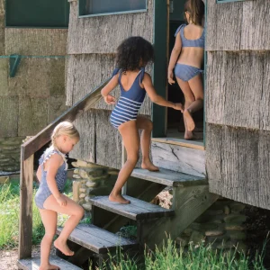 minnow Rashguards<Girls Tie Knot One Piece | Swim Navy Breton Stripe