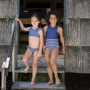 minnow Rashguards<Girls Tie Knot One Piece | Swim Navy Breton Stripe