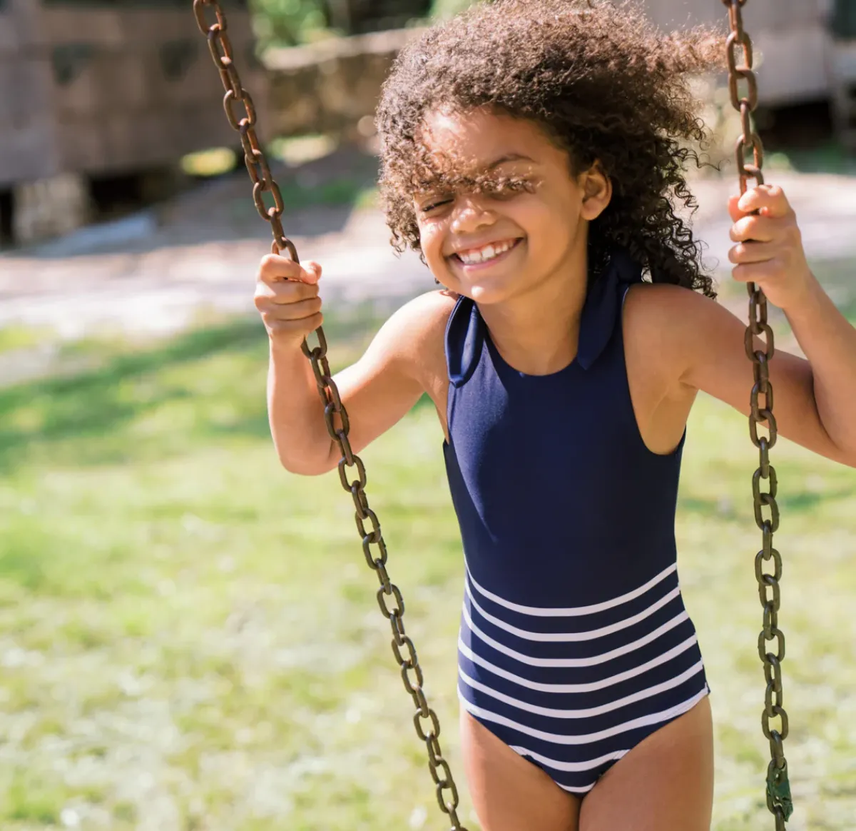 girls_tie_knot_one_piece__5-3.webp minnow Rashguards<Girls Tie Knot One Piece | Swim Navy Breton Stripe