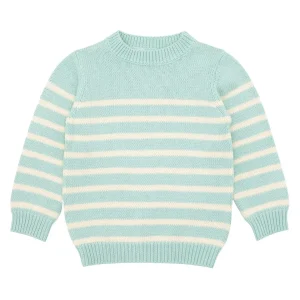 minnow Tops<Knit Sweater Mint And Cream Stripe