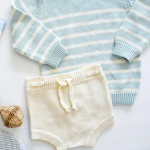 minnow Tops<Knit Sweater Mint And Cream Stripe