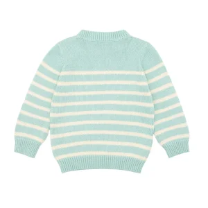 minnow Tops<Knit Sweater Mint And Cream Stripe