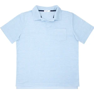 minnow Tops<Men's French Terry Polo Powder Blue Stripe