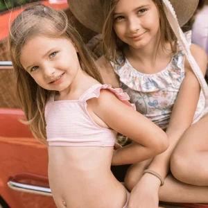 minnow Bikinis< X Daphne Oz Girls Ruffle Bikini Strawberries And Cream