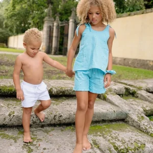 minnow Bottoms< X Fanm Mon Boy's Linen Short Coconut Grove White